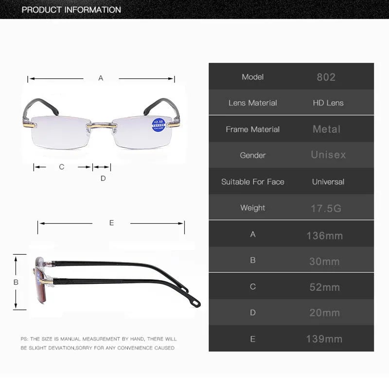 Davy | High Hardness Anti-Blue Progressive Distance and Near Range Dual-Use Reading Glasses