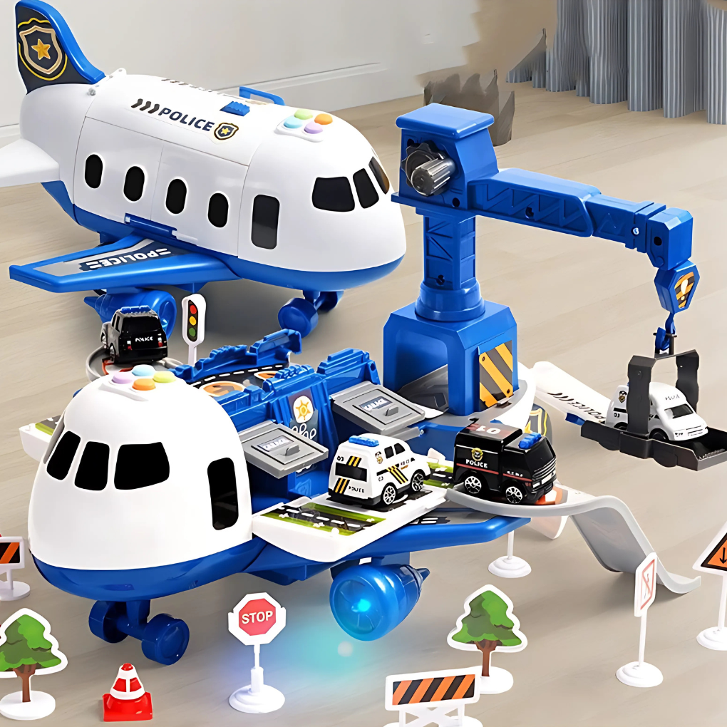 Davy | Kids Deformable Airplane Storage Playset with Cars