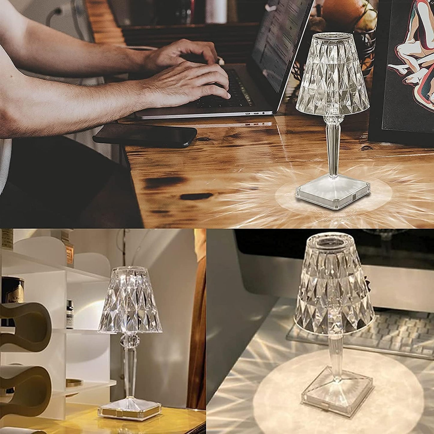 Davy | LED Crystal Table Lamp | Elegant Diamond Design