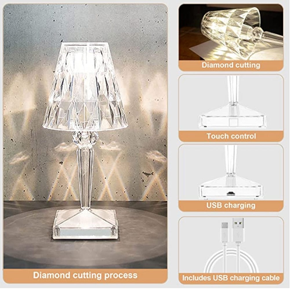 Davy | LED Crystal Table Lamp | Elegant Diamond Design