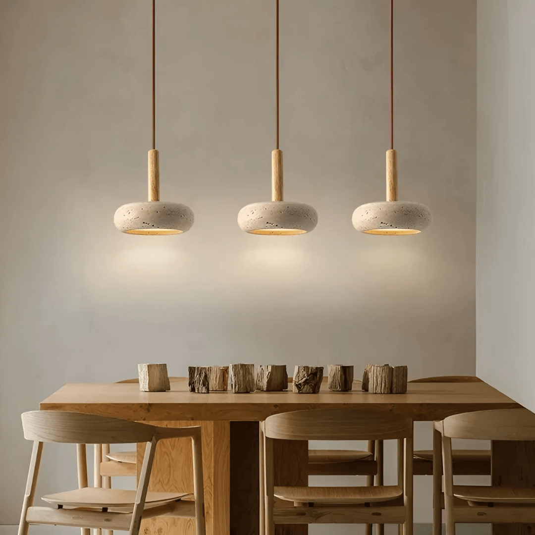 Davy | LED Retro Ceiling Light made of Wood & Stone for a Calming Atmosphere