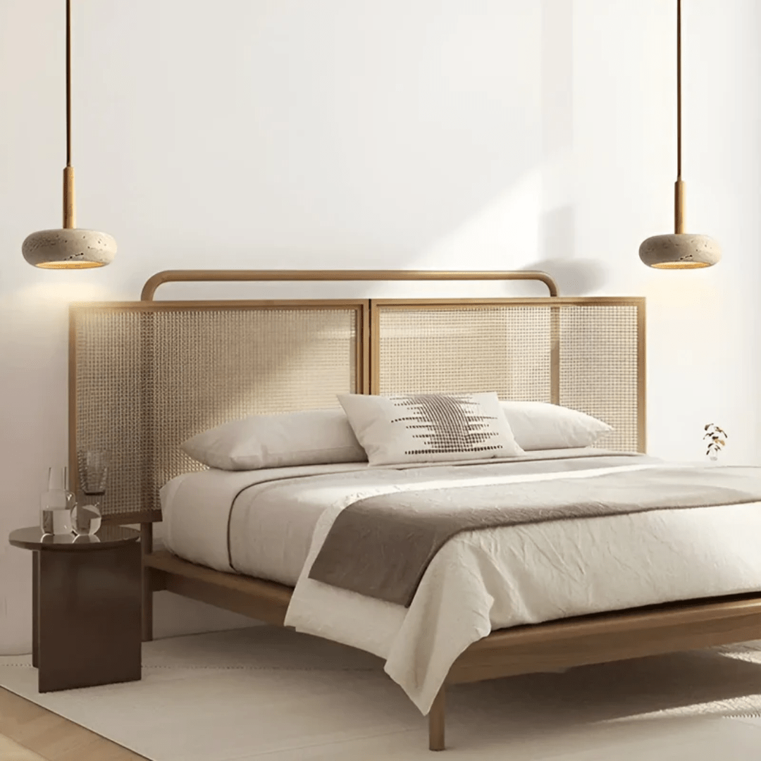Davy | LED Retro Ceiling Light made of Wood & Stone for a Calming Atmosphere