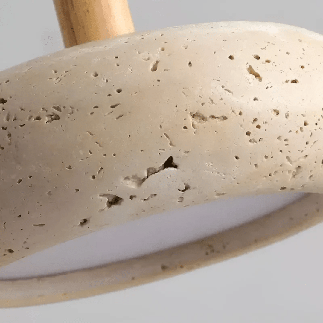 Davy | LED Retro Ceiling Light made of Wood & Stone for a Calming Atmosphere