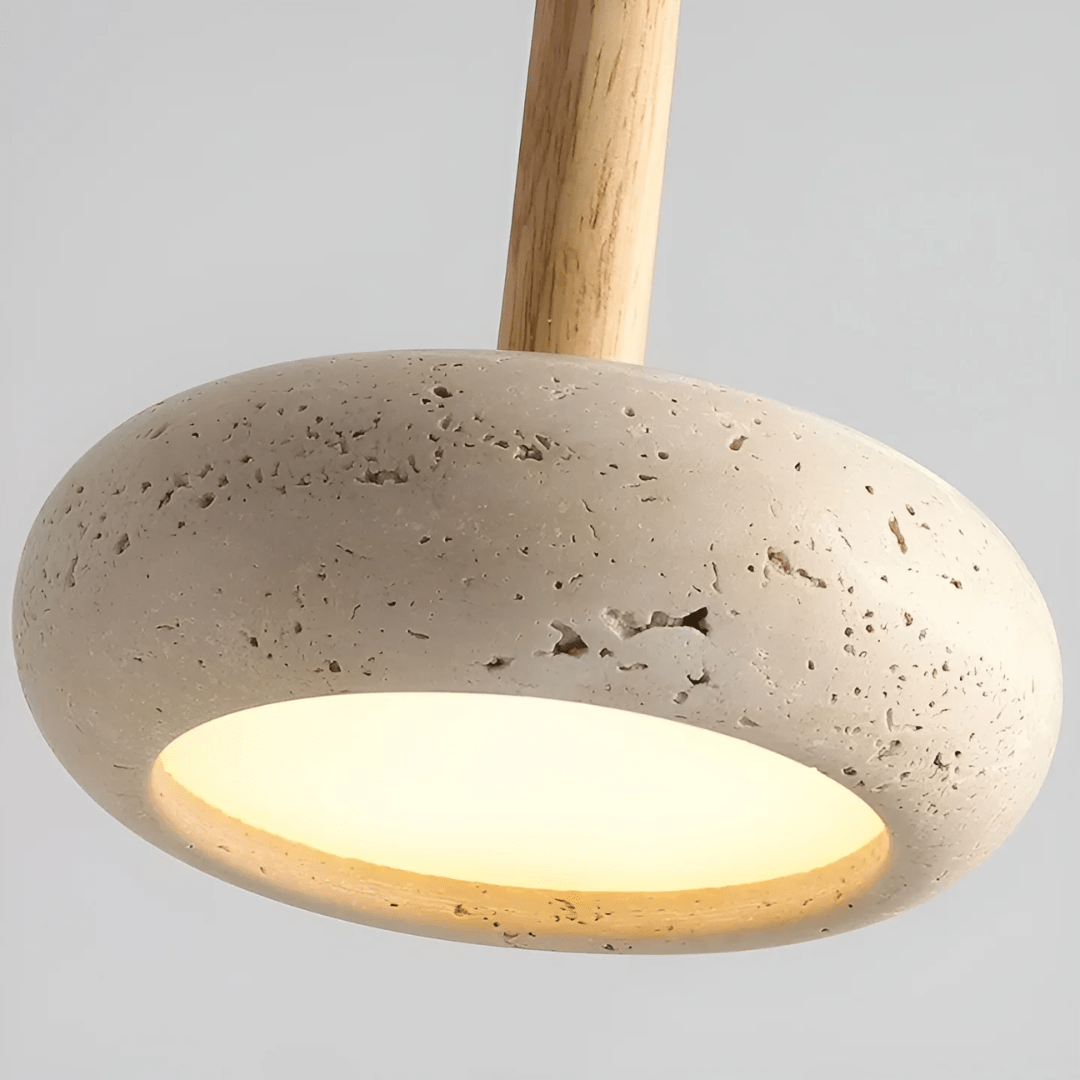Davy | LED Retro Ceiling Light made of Wood & Stone for a Calming Atmosphere