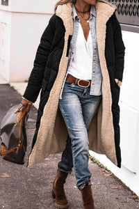 Manteau d'hiver long réversible et confortable pour femmes