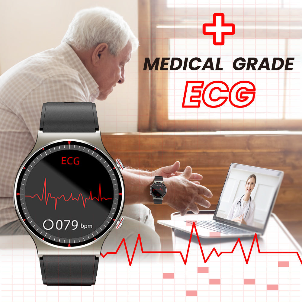 Davy | Medical EKG Smartwatch | CFDA Certified | 512Hz High-Precision Biosensor | SpO2 & Heart Rate Monitoring | AI-Based Breathing Analysis | IP67 Waterproof