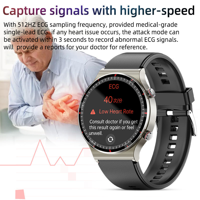 Davy | Medical EKG Smartwatch | CFDA Certified | 512Hz High-Precision Biosensor | SpO2 & Heart Rate Monitoring | AI-Based Breathing Analysis | IP67 Waterproof