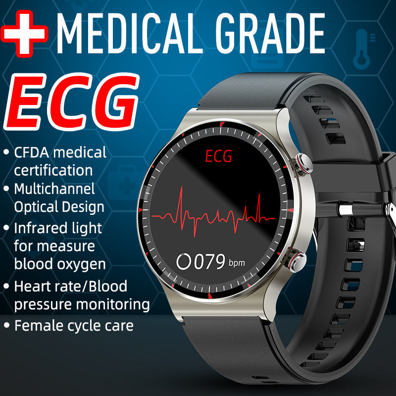 Davy | Medical EKG Smartwatch | CFDA Certified | 512Hz High-Precision Biosensor | SpO2 & Heart Rate Monitoring | AI-Based Breathing Analysis | IP67 Waterproof