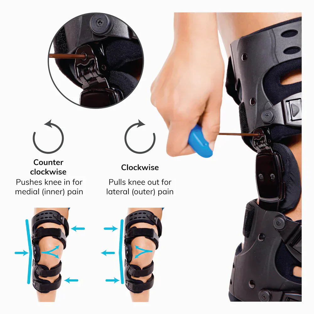 Davy | Medical OA Offloading Knee Brace | Unicompartimental Osteoarthritis Orthosis | Varus/Valgus Correction & ROM Control | Medial & Lateral Offloading | Adjustable Range of Motion