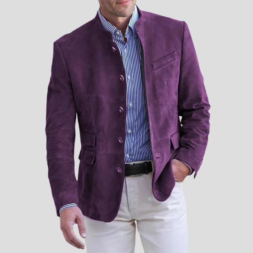 Davy | Men's Band Collar Blazer with Button Detail