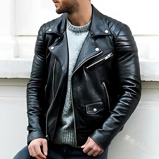 Davy | Men's Biker Jacket with Asymmetrical Zipper