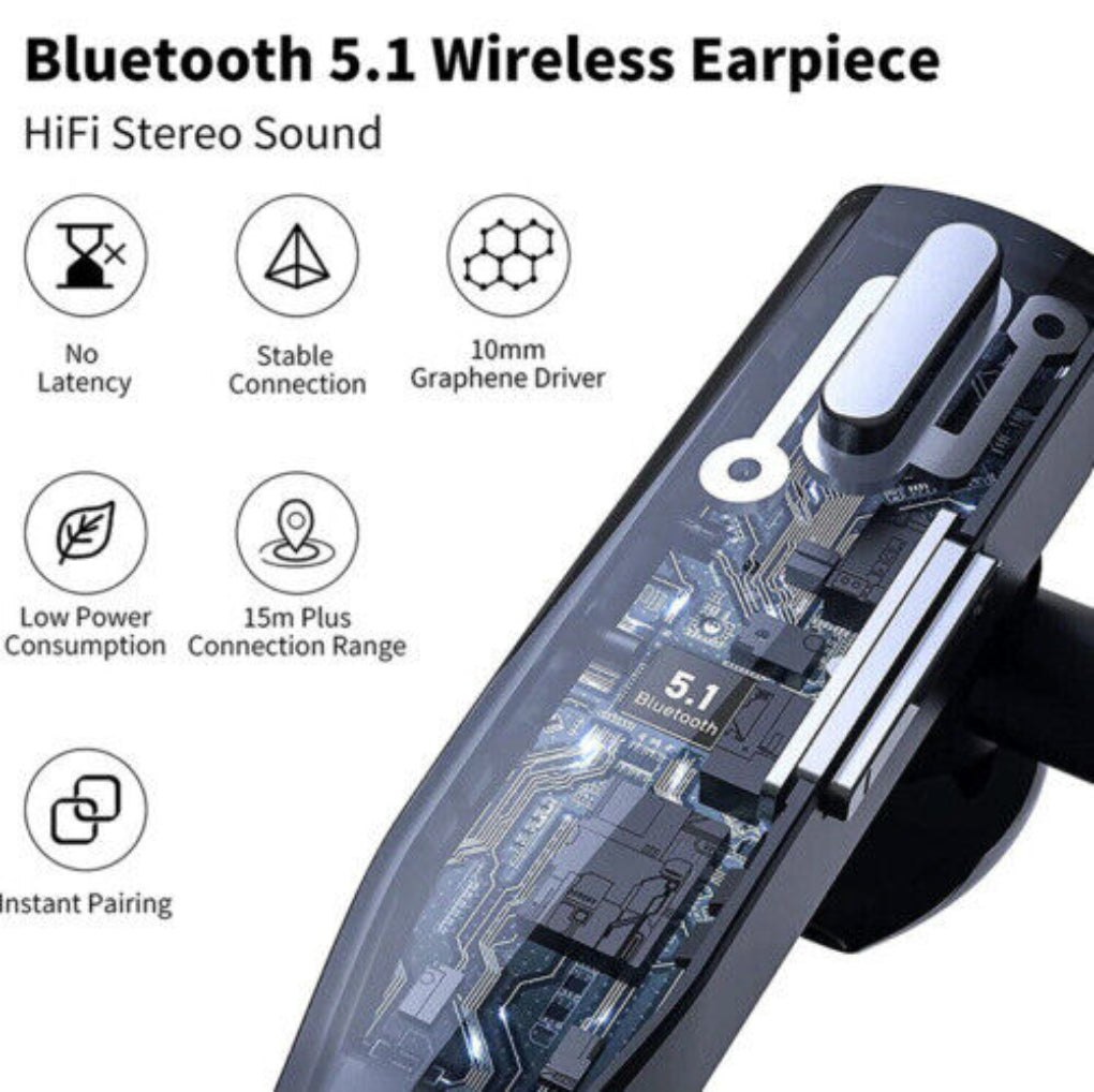Davy | Men's Bluetooth 5.1 Noise Cancelling Headset with Dual Mics