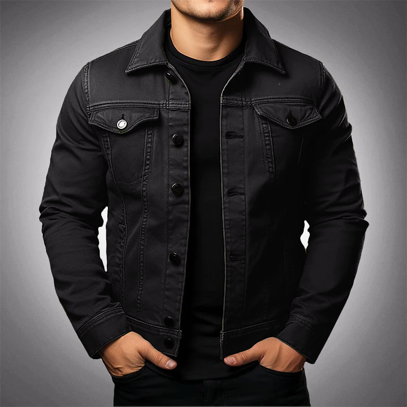 Davy | Men's Button-Front Denim Jacket with Polo Collar