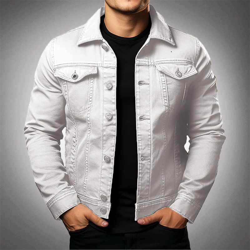 Davy | Men's Button-Front Denim Jacket with Polo Collar