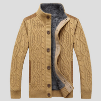 Cardigan chaud pour homme en maille torsadée doublée
