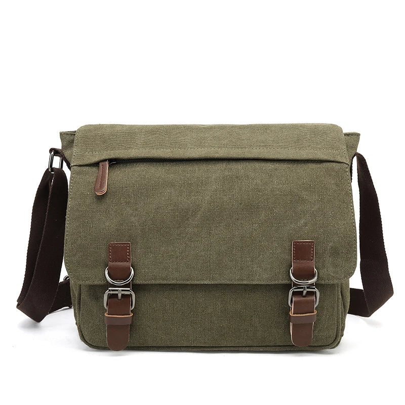 Davy | Men's Canvas Messenger Bag with Buckle Flap