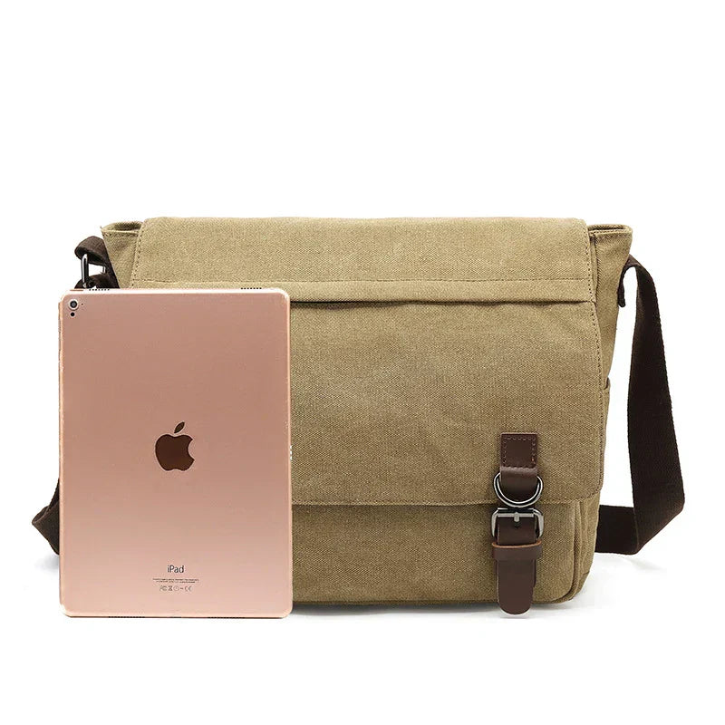 Davy | Men's Canvas Messenger Bag with Buckle Flap