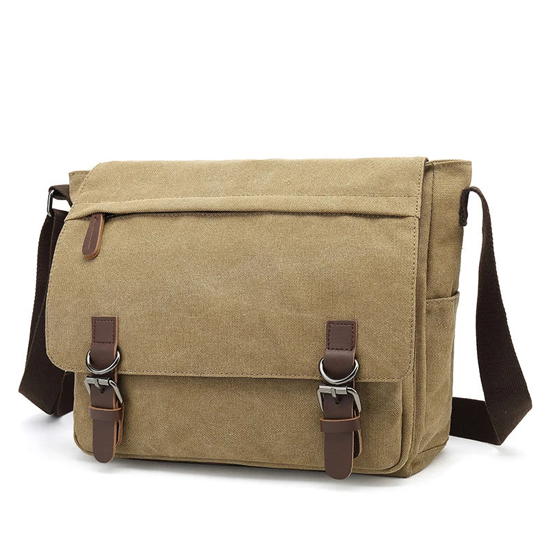 Davy | Men's Canvas Messenger Bag with Buckle Flap