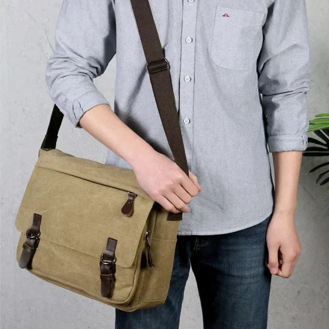 Davy | Men's Canvas Messenger Bag with Buckle Flap