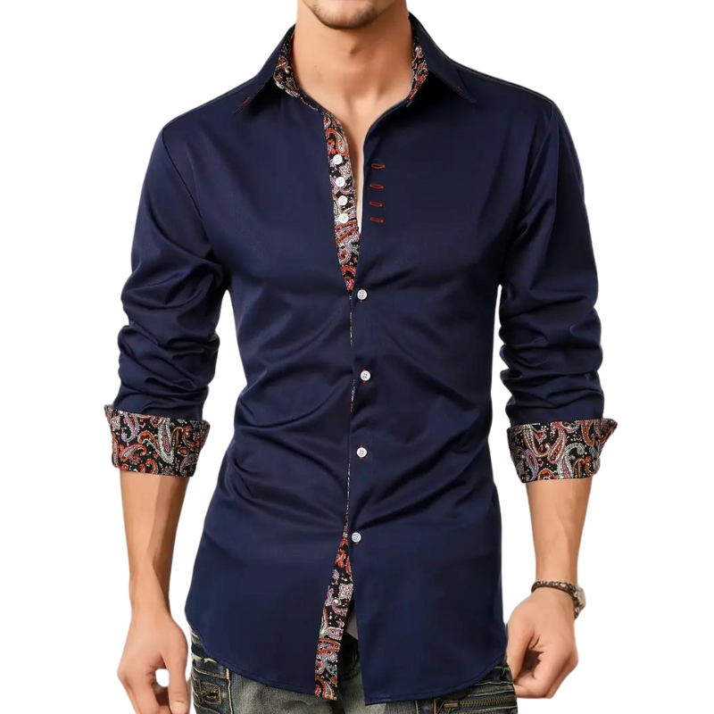 Davy | Men's Dress Shirt with Paisley Print Accents
