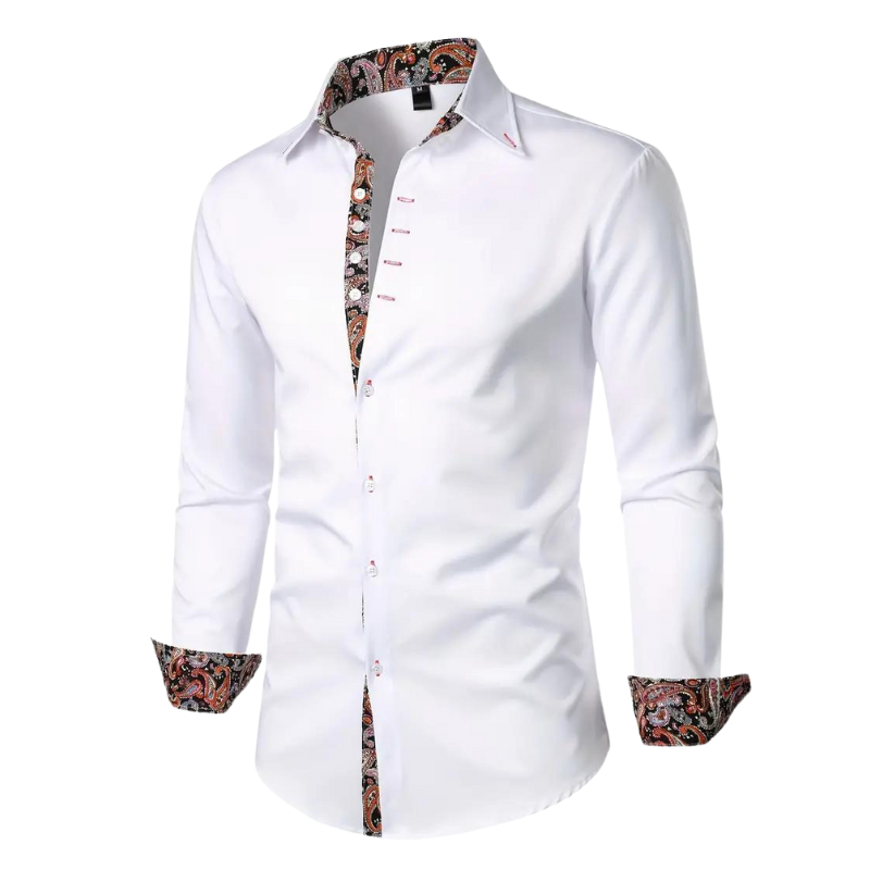 Davy | Men's Dress Shirt with Paisley Print Accents