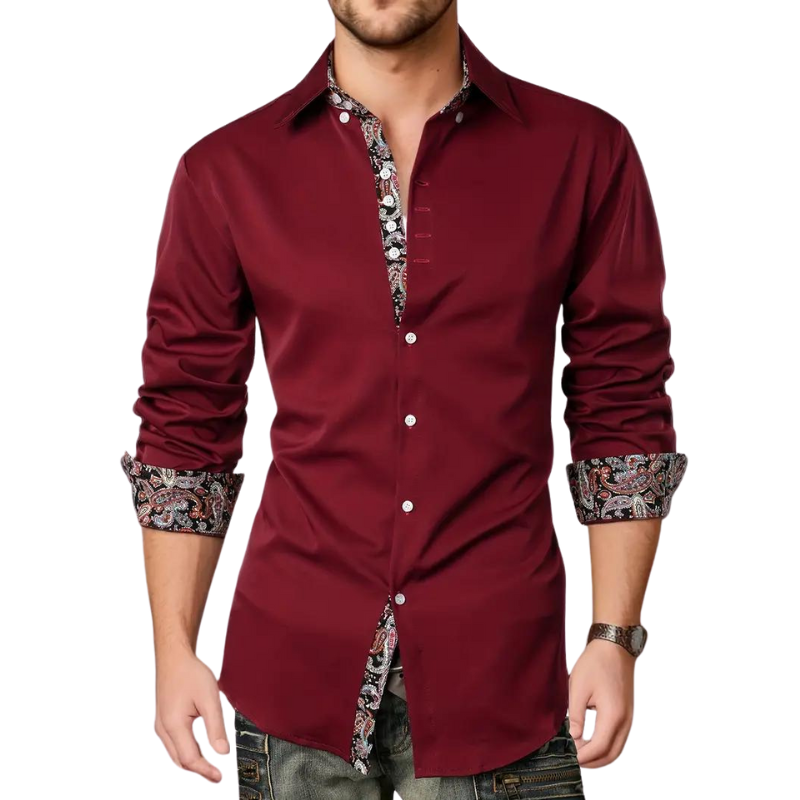 Davy | Men's Dress Shirt with Paisley Print Accents