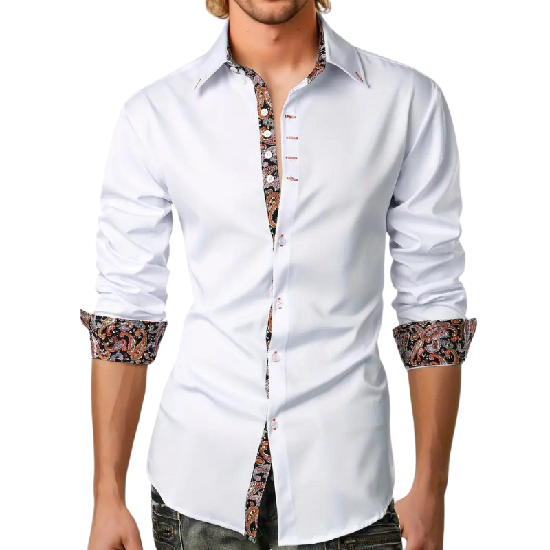 Davy | Men's Dress Shirt with Paisley Print Accents