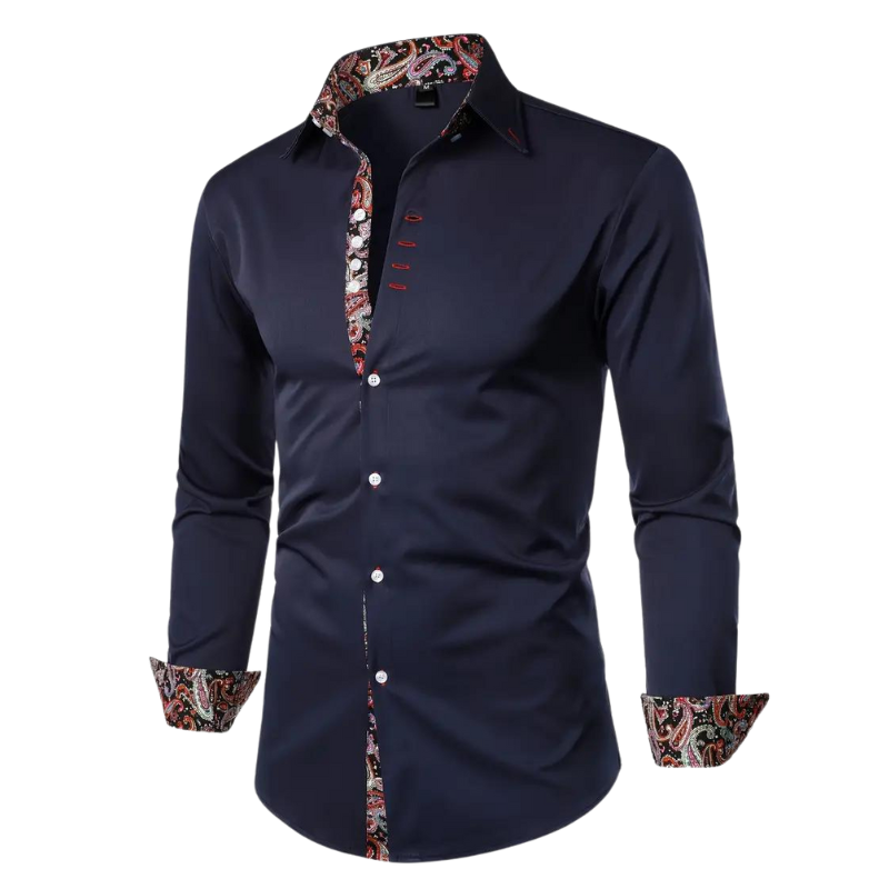 Davy | Men's Dress Shirt with Paisley Print Accents