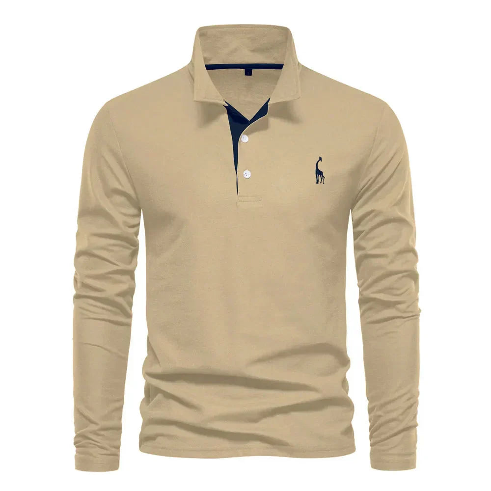 Davy | Men's Embroidered Long Sleeve Polo