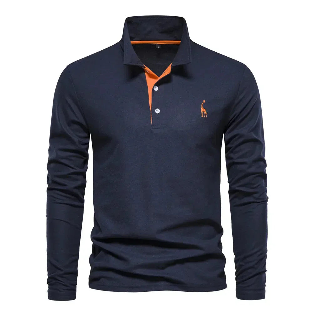 Davy | Men's Embroidered Long Sleeve Polo