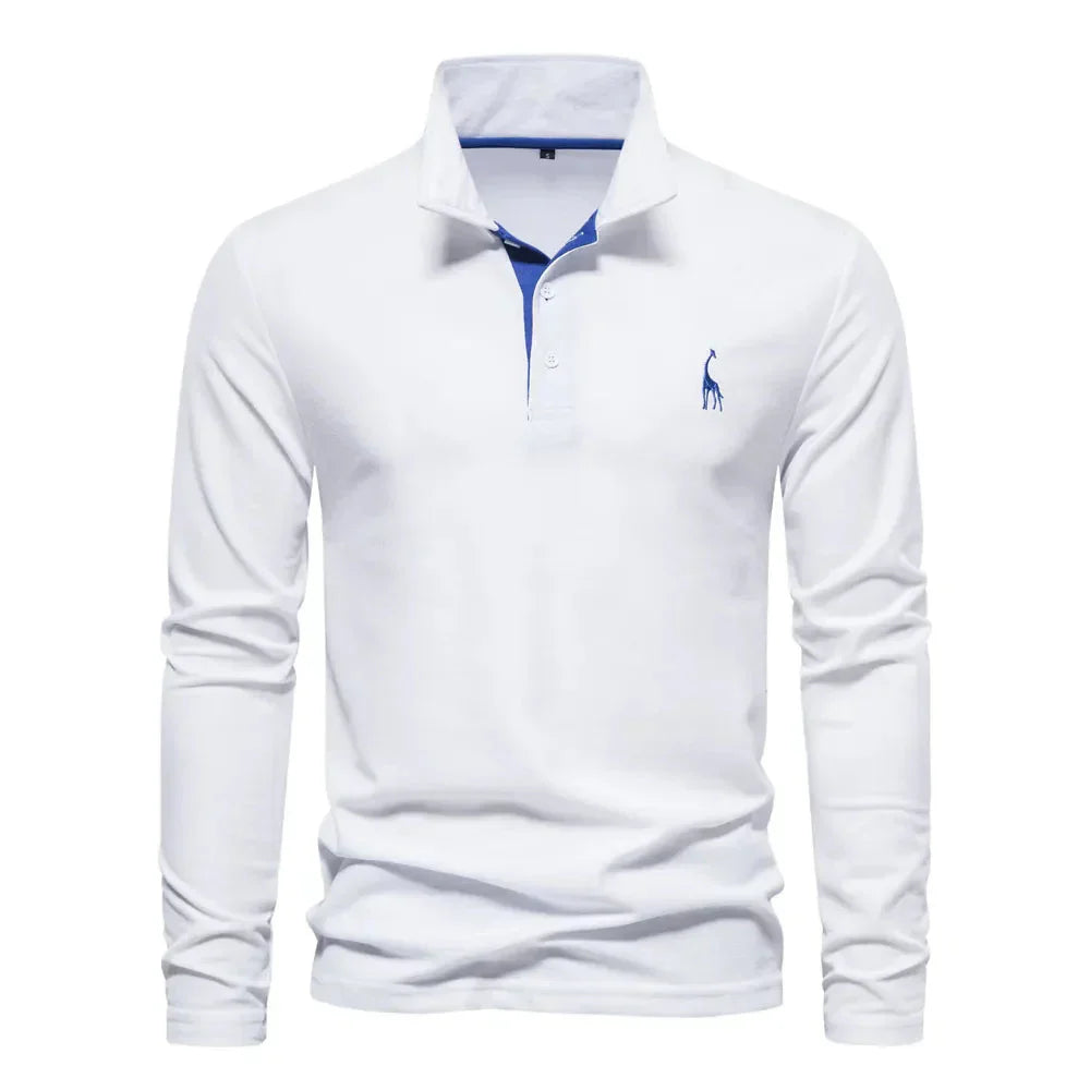 Davy | Men's Embroidered Long Sleeve Polo Shirt