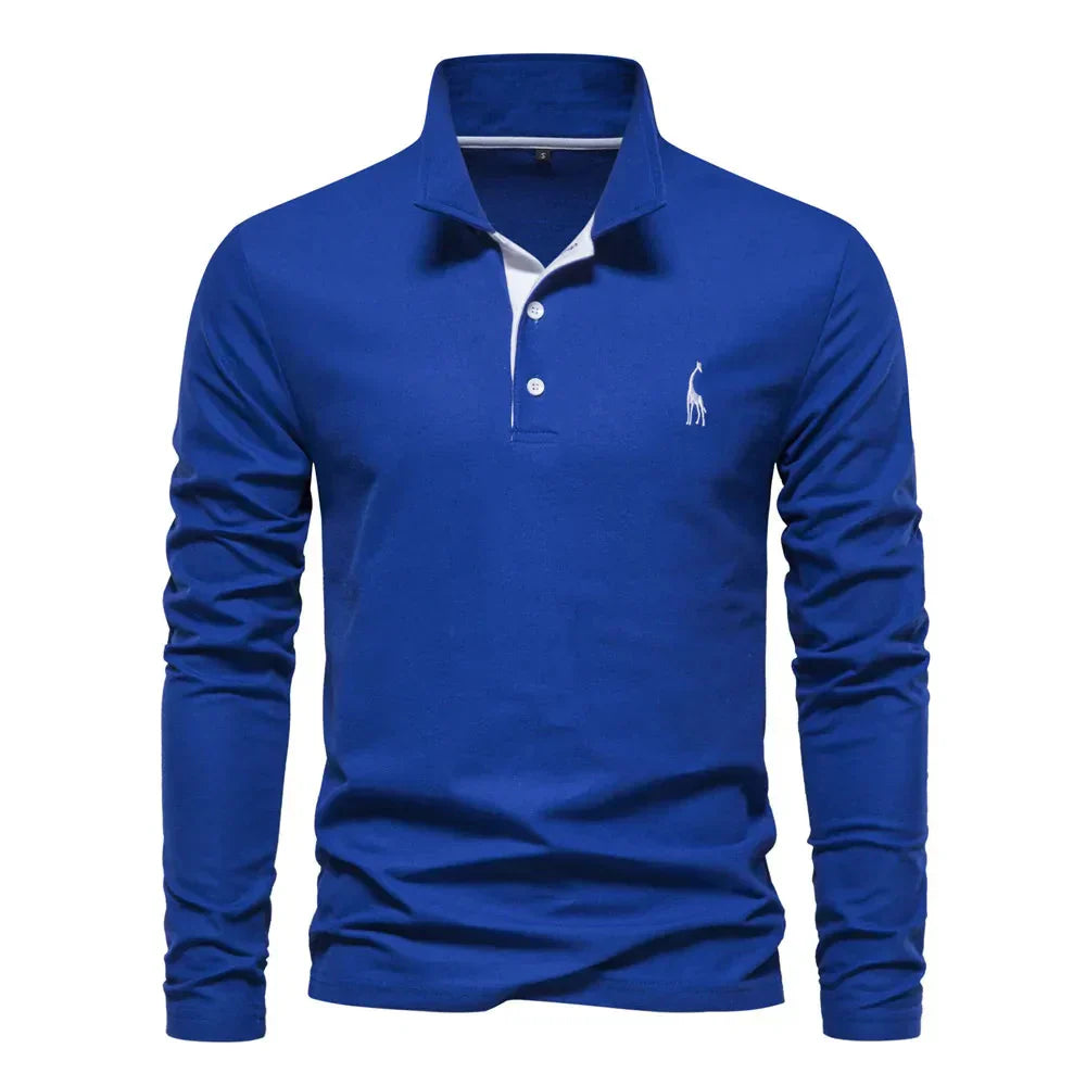 Davy | Men's Embroidered Long Sleeve Polo Shirt
