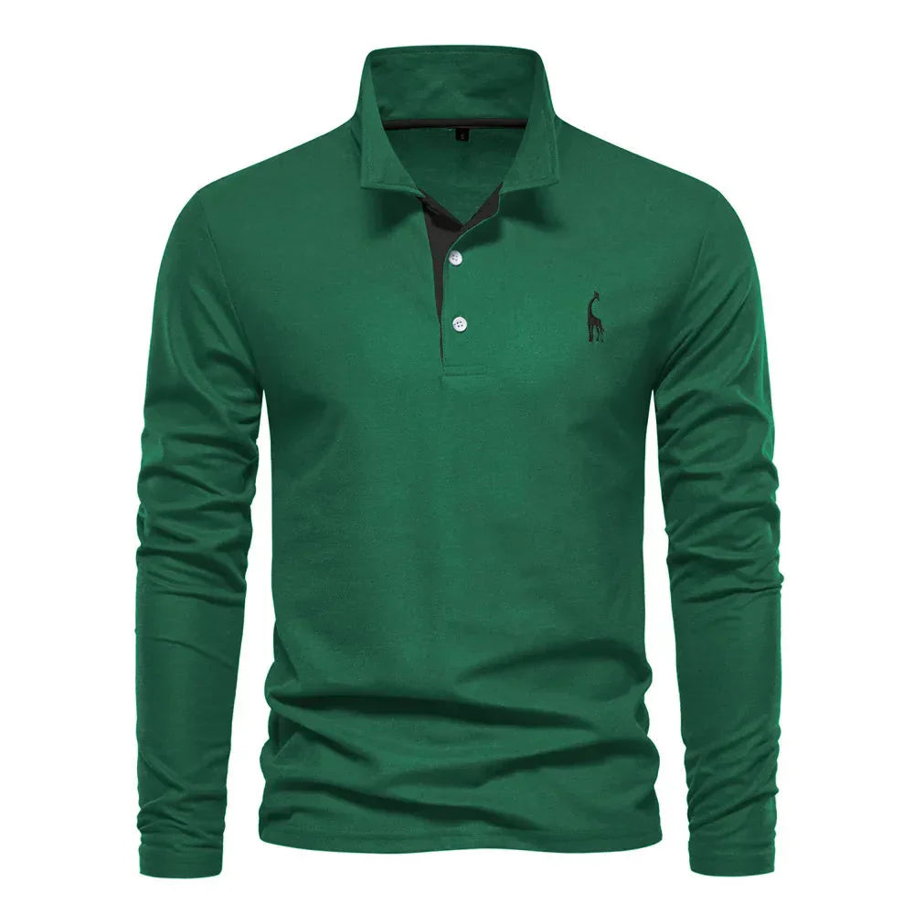Davy | Men's Embroidered Long Sleeve Polo Shirt