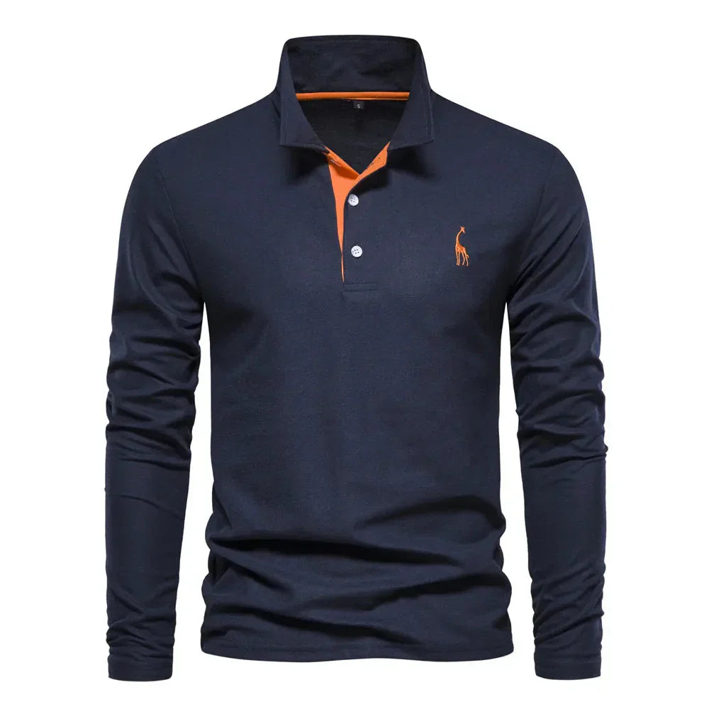 Davy | Men's Embroidered Long Sleeve Polo Shirt