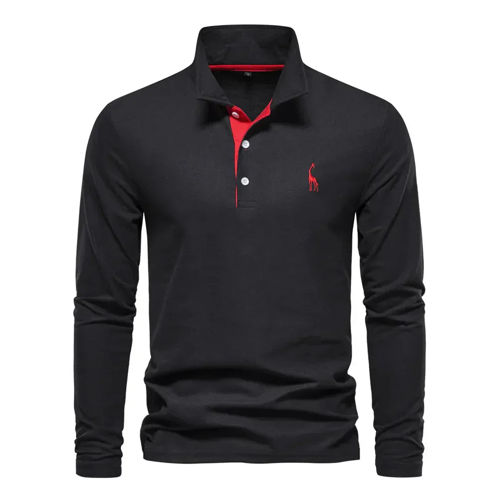 Davy | Men's Embroidered Long Sleeve Polo Shirt