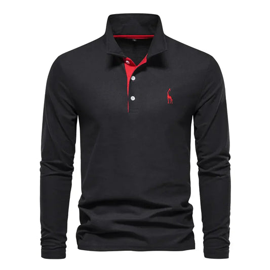 Davy | Men's Embroidered Long Sleeve Polo Shirt