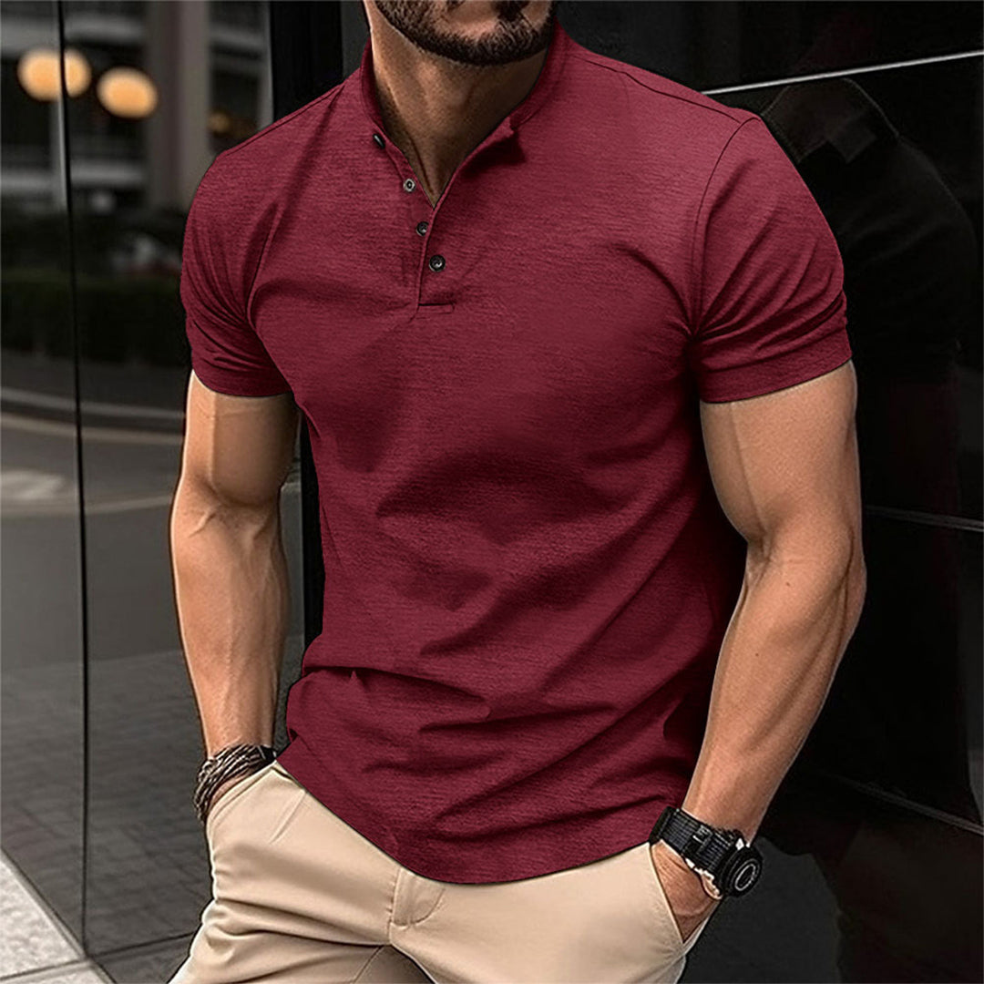 Davy | Men's Henley Polo Shirt - Band Collar