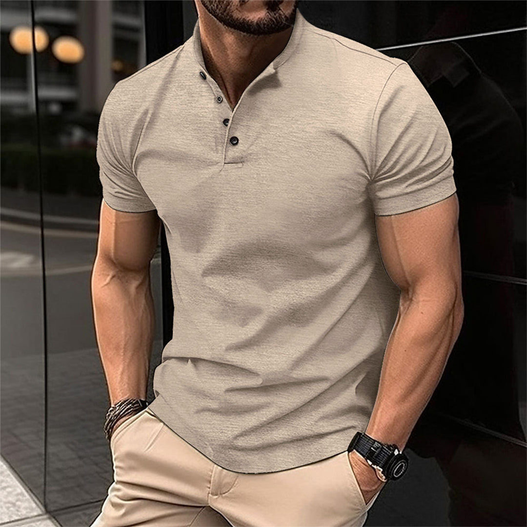 Davy | Men's Henley Polo Shirt - Band Collar