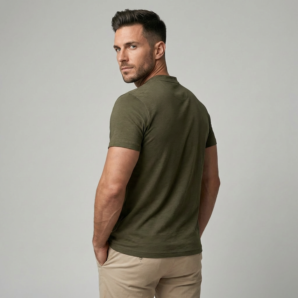 Davy | Men's Henley Polo Shirt - Band Collar
