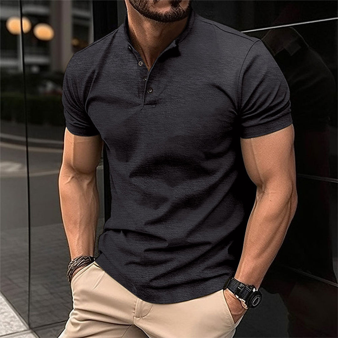 Davy | Men's Henley Polo Shirt - Band Collar