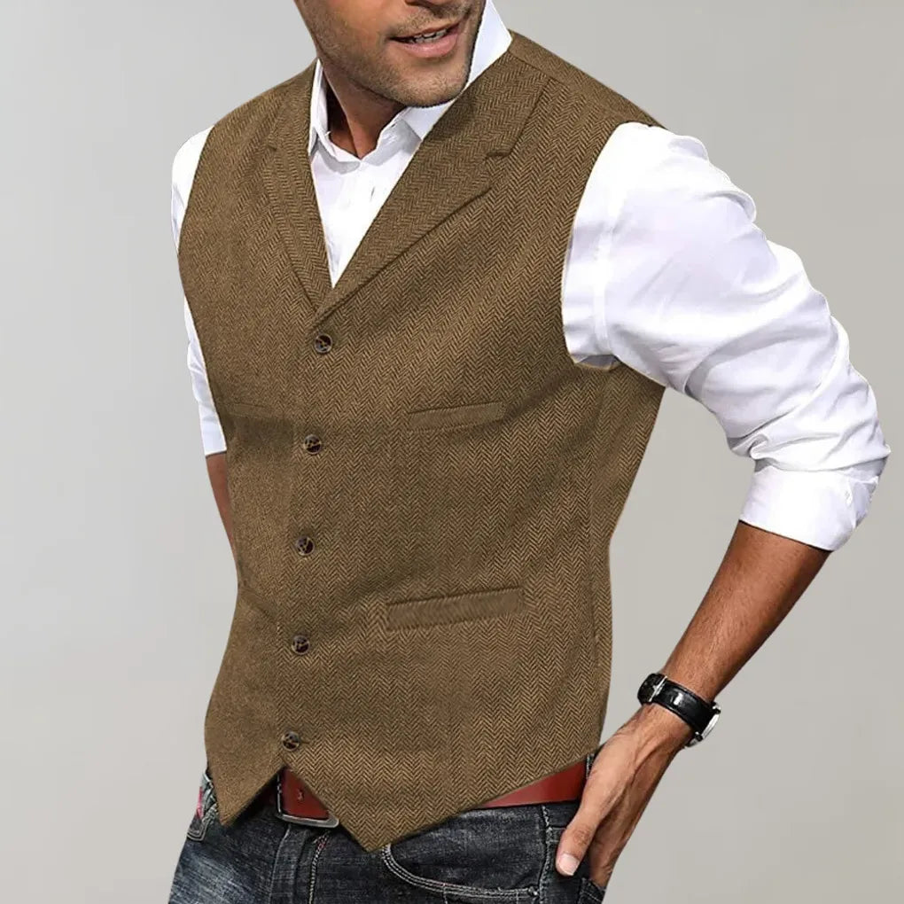 Davy | Men's Herringbone Suit Vest