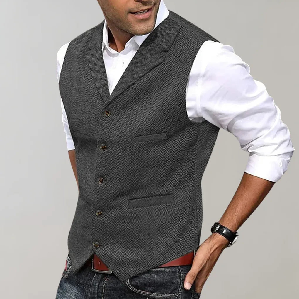 Davy | Men's Herringbone Suit Vest