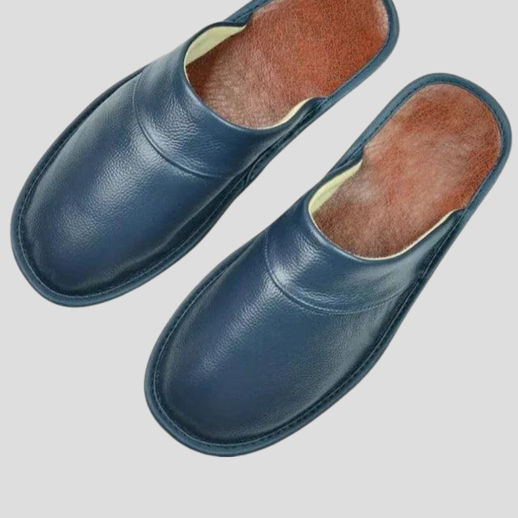 Davy | Men's Leather Slip-On Slippers