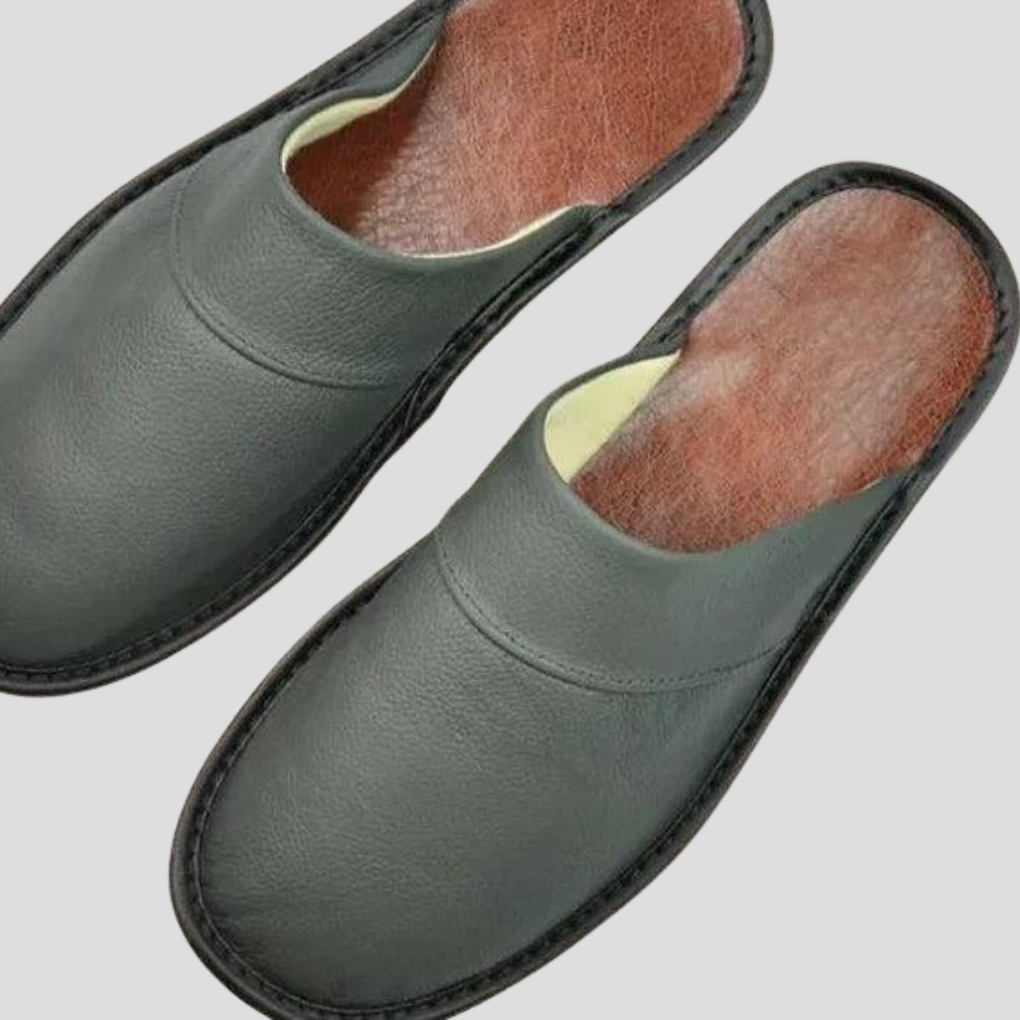 Davy | Men's Leather Slip-On Slippers