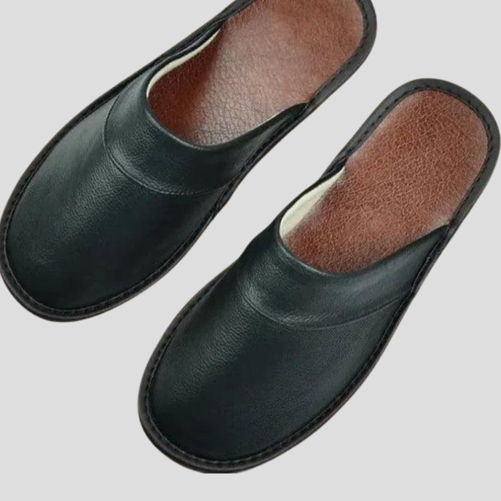 Davy | Men's Leather Slip-On Slippers