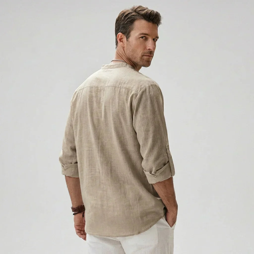 Davy | Men's Linen Blend Henley Shirt