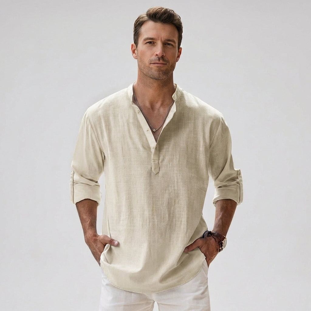 Davy | Men's Linen Blend Henley Shirt