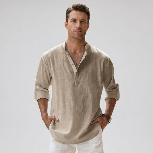 Davy | Men's Linen Blend Henley Shirt