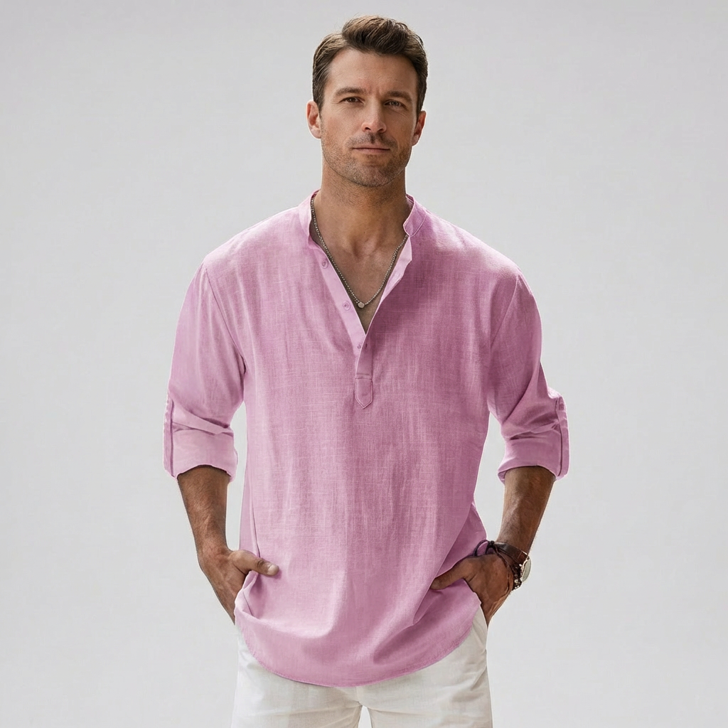 Davy | Men's Linen Blend Henley Shirt