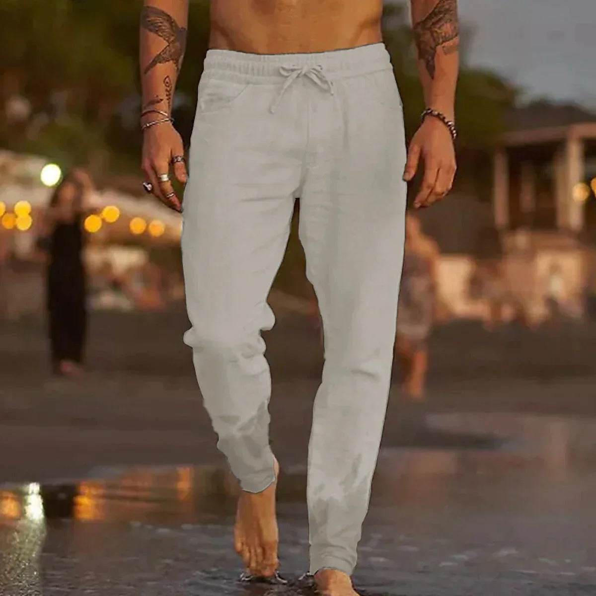 Davy | Men's Linen Drawstring Pants - Relaxed Fit